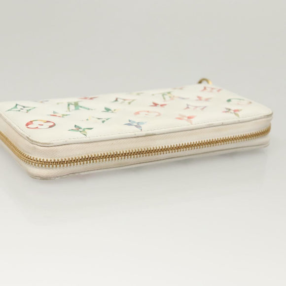 LOUIS VUITTON Monogram Garden Zippy Wallet White M81694 LV Auth 121163