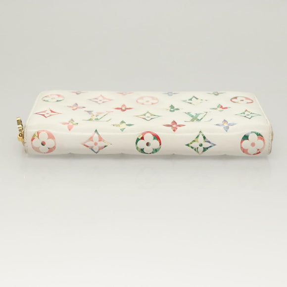 LOUIS VUITTON Monogram Garden Zippy Wallet White M81694 LV Auth 121163