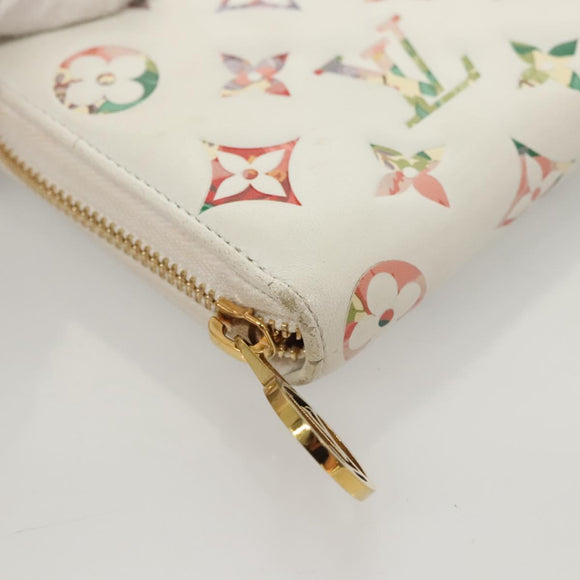LOUIS VUITTON Monogram Garden Zippy Wallet White M81694 LV Auth 121163