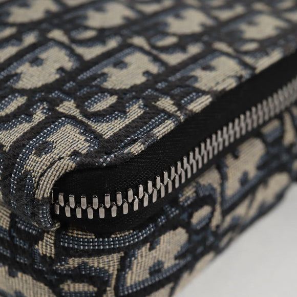 Christian Dior Trotter Canvas Shoulder Bag Navy Silver Auth 121172M