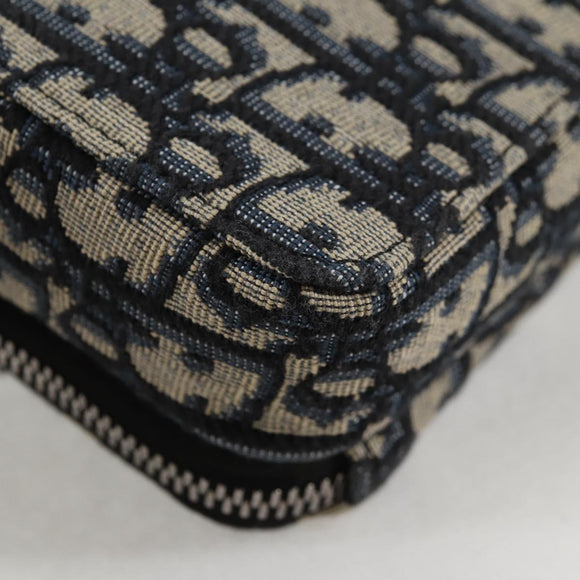 Christian Dior Trotter Canvas Shoulder Bag Navy Silver Auth 121172M