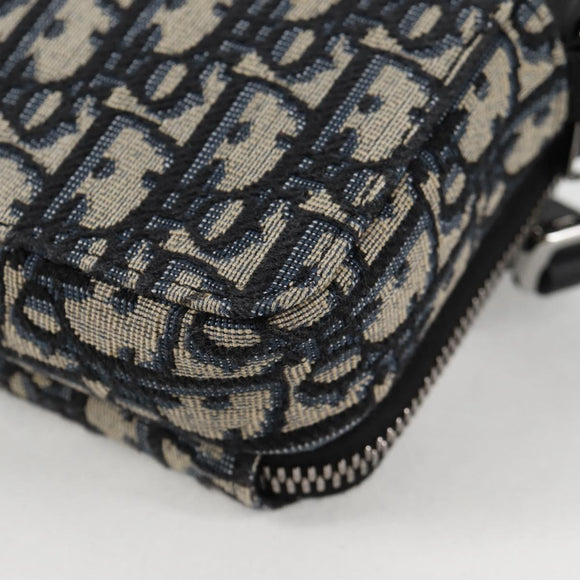 Christian Dior Trotter Canvas Schoudertas Marine Zilver Auth 121172SAM