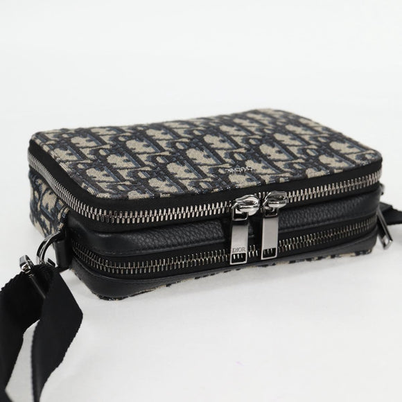 Christian Dior Trotter Canvas Shoulder Bag Navy Silver Auth 121172SAM