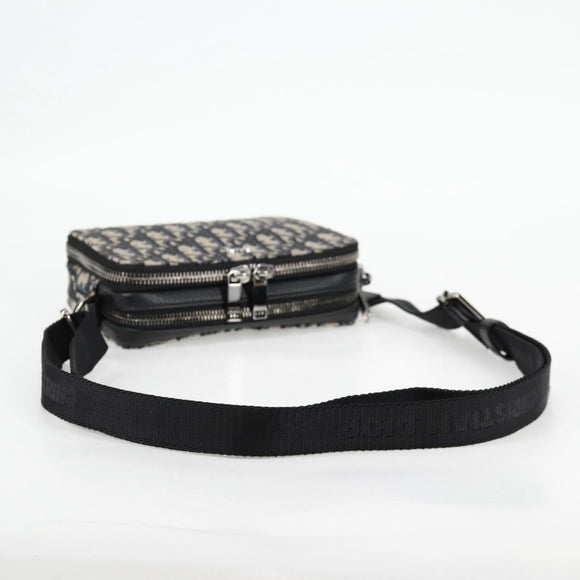 Christian Dior Trotter Canvas Shoulder Bag Navy Silver Auth 121172M