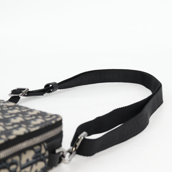 Christian Dior Trotter Canvas Shoulder Bag Navy Silver Auth 121172M