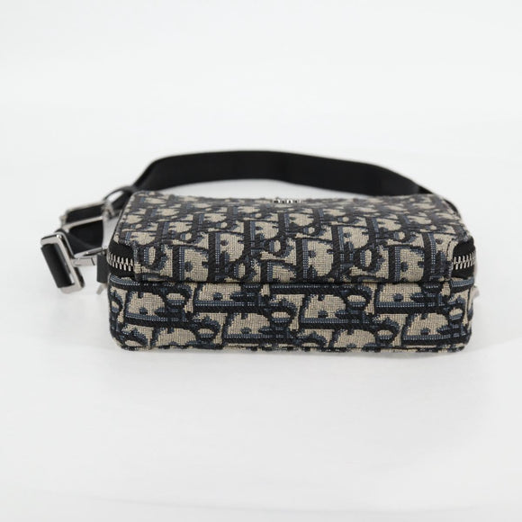 Christian Dior Trotter Canvas Shoulder Bag Navy Silver Auth 121172SAM