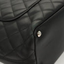 CHANEL Medium Cambon Line Tote Bag Leather Black Silver CC Auth 121183V-17