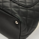 CHANEL Medium Cambon Line Tote Bag Leather Black Silver CC Auth 121183V-8