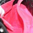 CHANEL Medium Cambon Line Tote Bag Leather Black Silver CC Auth 121183V-19