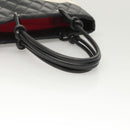 CHANEL Medium Cambon Line Tote Bag Leather Black Silver CC Auth 121183V-7
