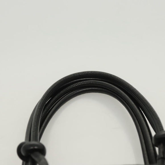 CHANEL Medium Cambon Line Tote Bag Leather Black Silver CC Auth 121183V