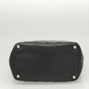 CHANEL Medium Cambon Line Tote Bag Leather Black Silver CC Auth 121183V-5