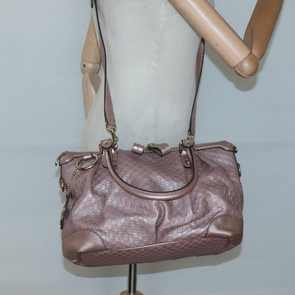 GUCCI Micro GG Supreme Guccissima Bag Leather 2way Pink Gold 247902 Auth 121204