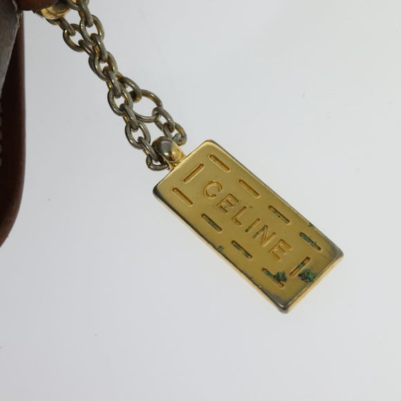 CELINE Macadam Canvas Shoulder Bag PVC Leather Brown Gold Auth 121207