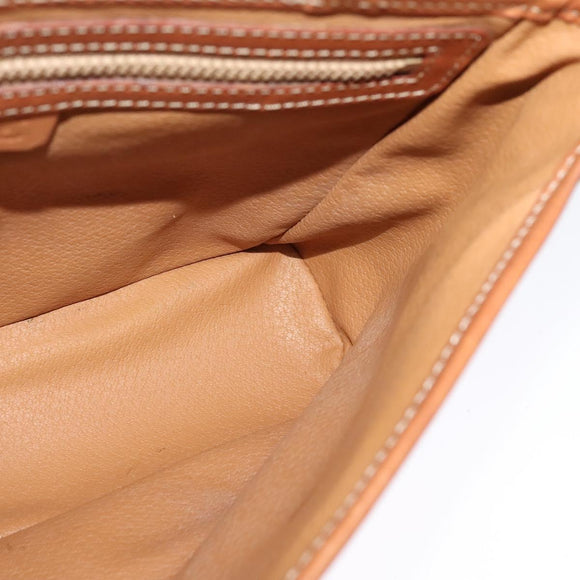 CELINE Macadam Canvas Shoulder Bag PVC Leather Brown Gold Auth 121207