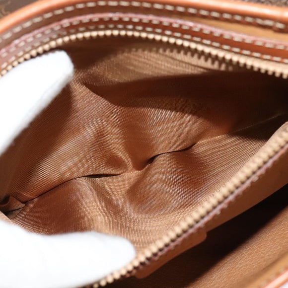 CELINE Macadam Canvas Shoulder Bag PVC Leather Brown Gold Auth 121207