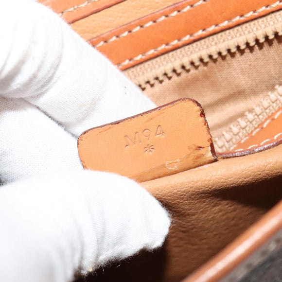 CELINE Macadam Canvas Shoulder Bag PVC Leather Brown Gold Auth 121207