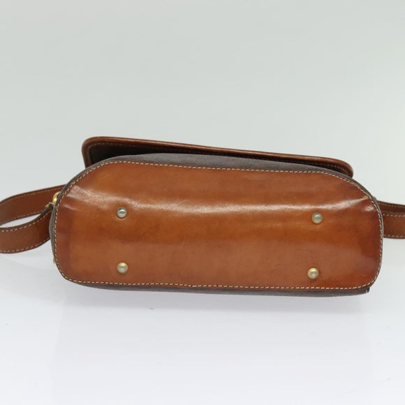 CELINE Macadam Canvas Shoulder Bag PVC Leather Brown Gold Auth 121207