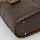 CELINE Macadam Canvas Tote Bag PVC Leather Brown Gold Auth 121208-14