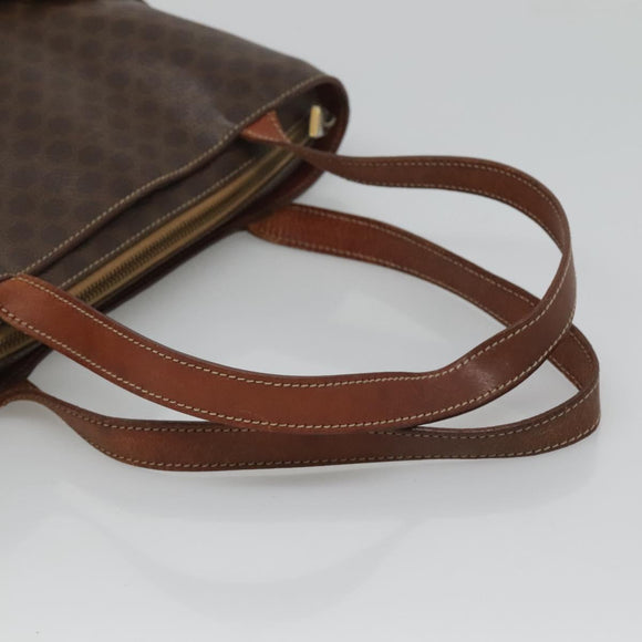 CELINE Macadam Canvas Tote Bag PVC Leather Brown Gold Auth 121208