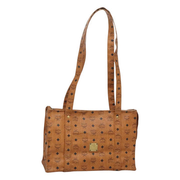 MCM Logogram Vicetos Tote Bag PVC Leather Brown Gold Auth 121216