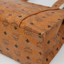 MCM Logogram Vicetos Tote Bag PVC Leather Brown Gold Auth 121216-12