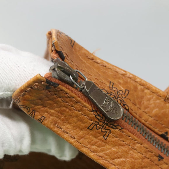 MCM Logogram Vicetos Tote Bag PVC Leather Brown Gold Auth 121216