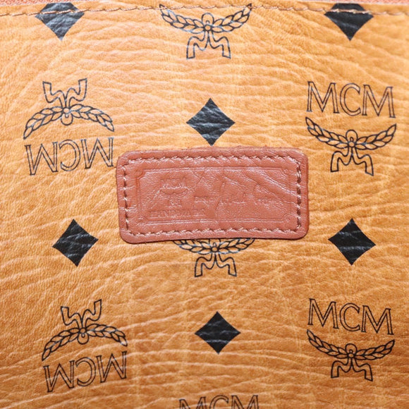 MCM Logogram Vicetos Tote Bag PVC Leather Brown Gold Auth 121216
