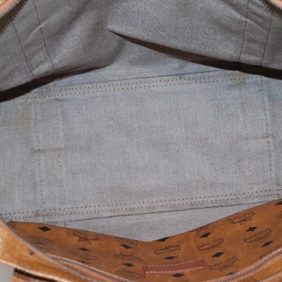 MCM Logogram Vicetos Tote Bag PVC Leather Brown Gold Auth 121216