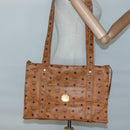 MCM Logogram Vicetos Tote Bag PVC Leather Brown Gold Auth 121216-21