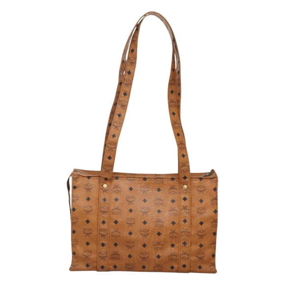 MCM Logogram Vicetos Tote Bag PVC Leather Brown Gold Auth 121216