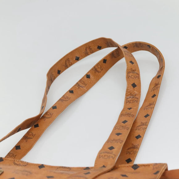 MCM Logogram Vicetos Tote Bag PVC Leather Brown Gold Auth 121216