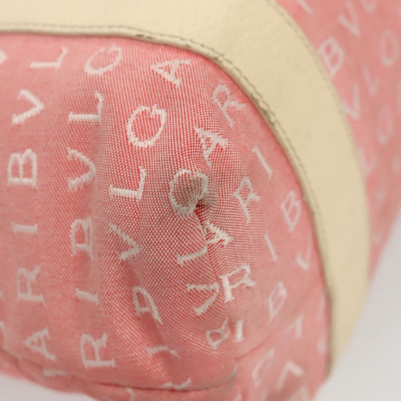 BVLGARI Hand Bag Canvas Pink Silver Auth 121218