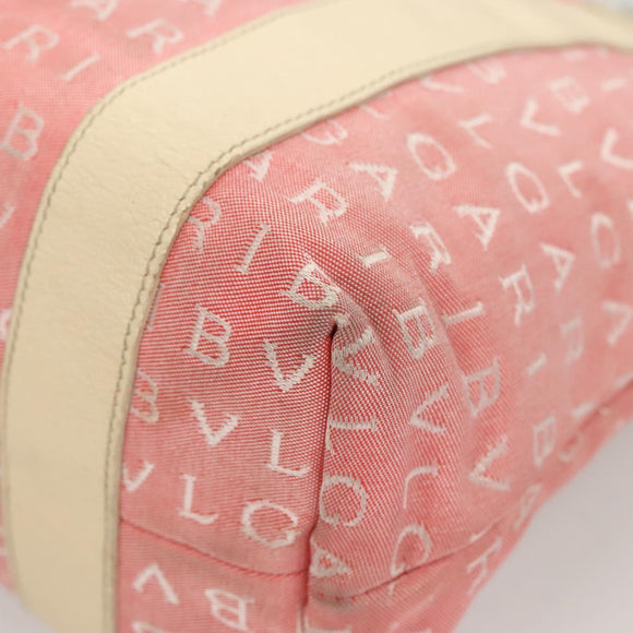BVLGARI Hand Bag Canvas Pink Silver Auth 121218