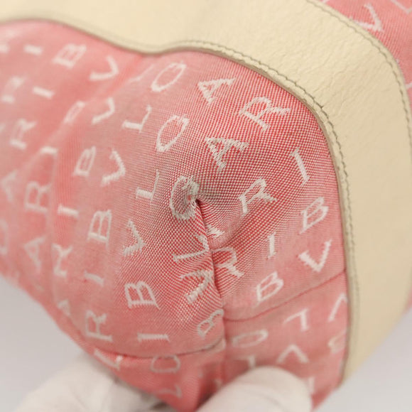 BVLGARI Hand Bag Canvas Pink Silver Auth 121218