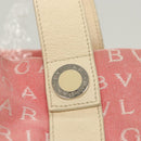 BVLGARI Hand Bag Canvas Pink Silver Auth 121218-10