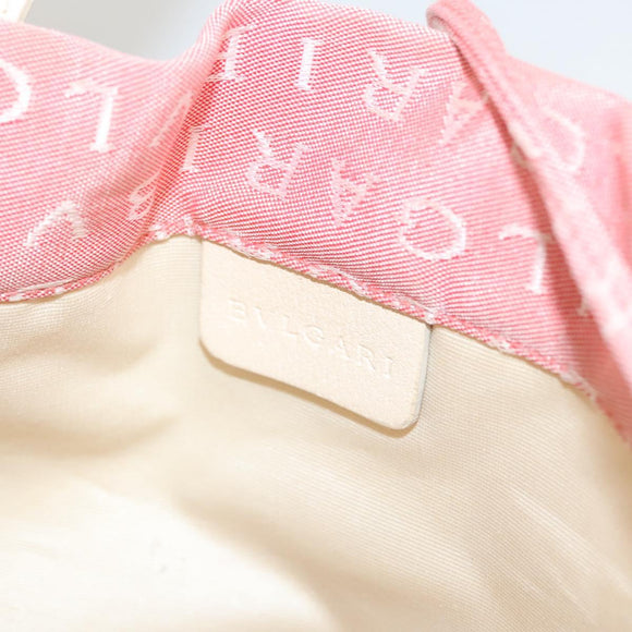 BVLGARI Hand Bag Canvas Pink Silver Auth 121218