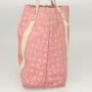 BVLGARI Hand Bag Canvas Pink Silver Auth 121218-4