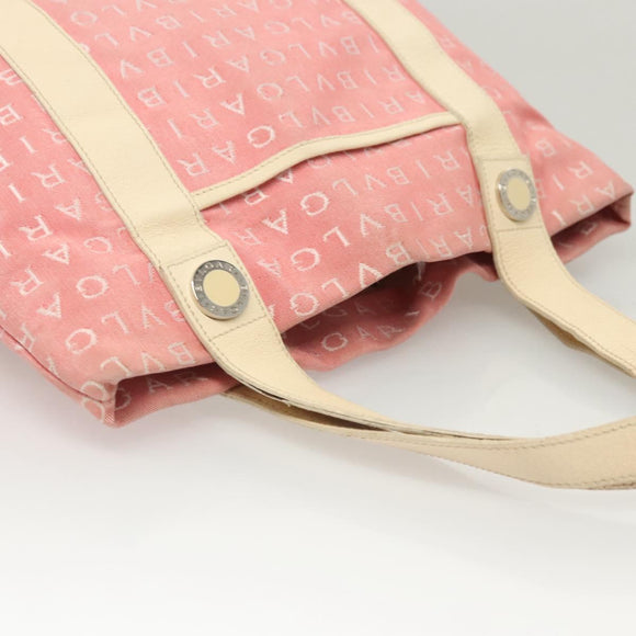 BVLGARI Hand Bag Canvas Pink Silver Auth 121218