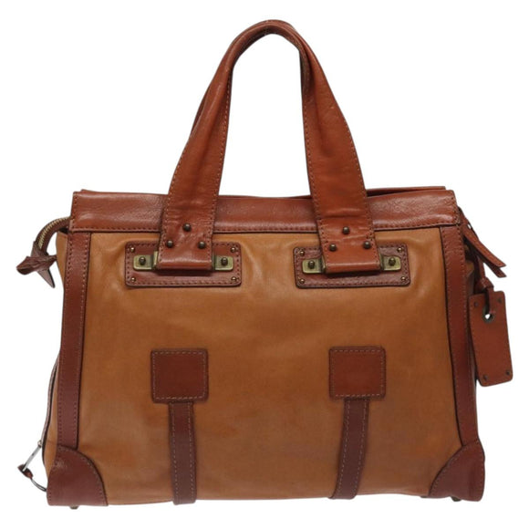 Chloe Tote Bag Leather Brown Auth 121219