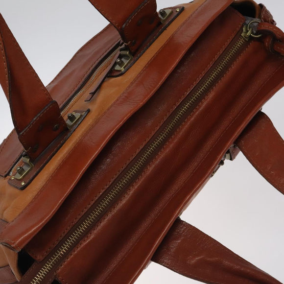 Chloe Tote Bag Leather Brown Auth 121219