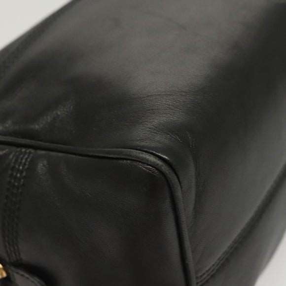 LOEWE Hand Bag Leather Black Gold Auth 121225