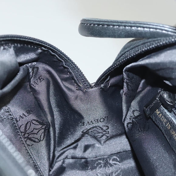 LOEWE Hand Bag Leather Black Gold Auth 121225