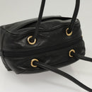 LOEWE Hand Bag Leather Black Gold Auth 121225-6