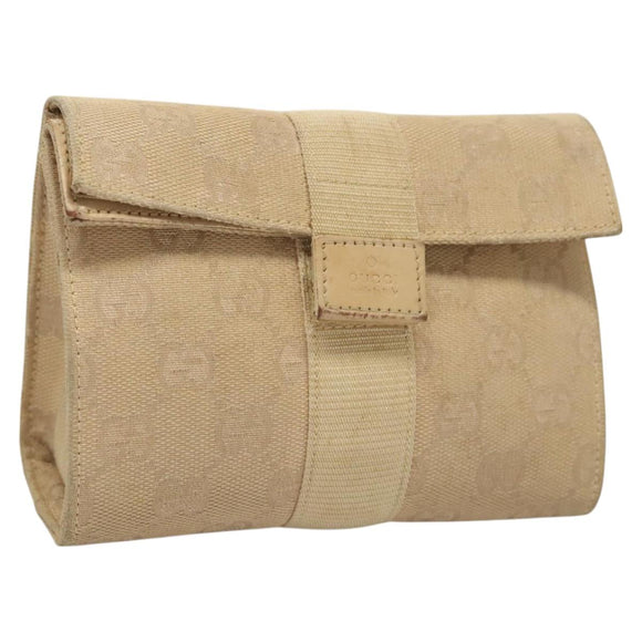 GUCCI GG Canvas Pouch Beige Auth 121227