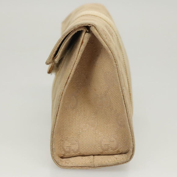 GUCCI GG Canvas Pouch Beige Auth 121227