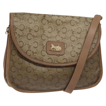 CELINE C Sulky Shoulder Bag Coated Canvas Beige gold Auth 121230