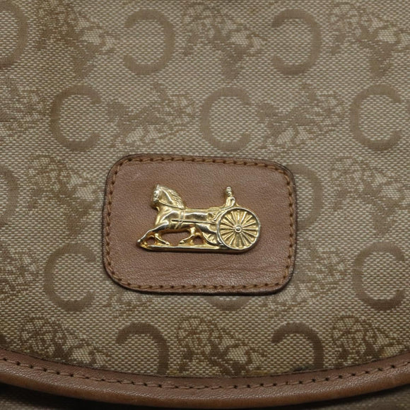 CELINE C Sulky Shoulder Bag Coated Canvas Beige gold Auth 121230