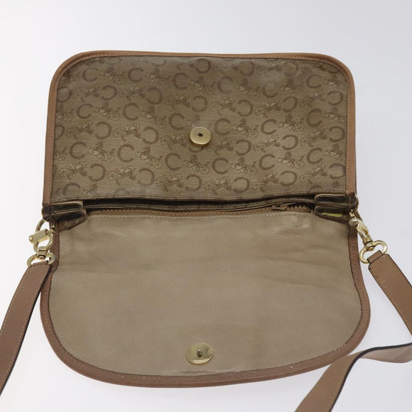 CELINE C Sulky Shoulder Bag Coated Canvas Beige gold Auth 121230