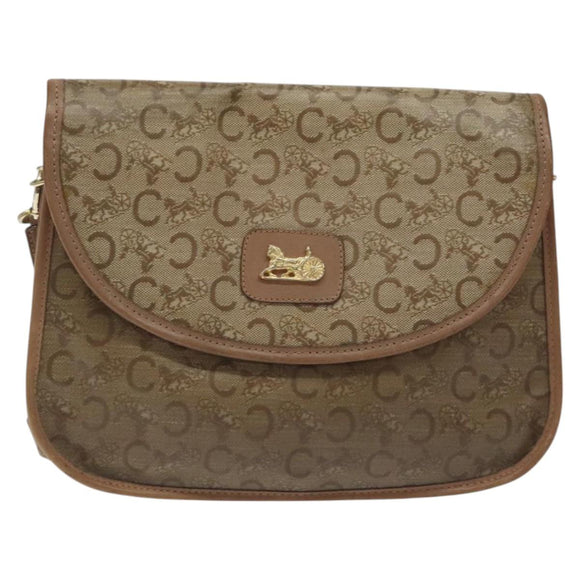 CELINE C Sulky Shoulder Bag Coated Canvas Beige gold Auth 121230